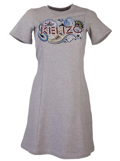 Kenzo Grey Dress With Embroidered Logo