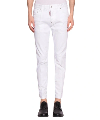 Dsquared2 Skater Cotton Denim Jeans In Bianco