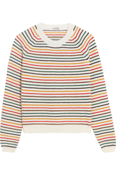 Miu Miu Striped Wool-blend Sweater | ModeSens
