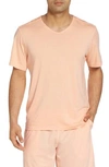 Daniel Buchler Peruvian Pima Cotton V-neck T-shirt In Apricot
