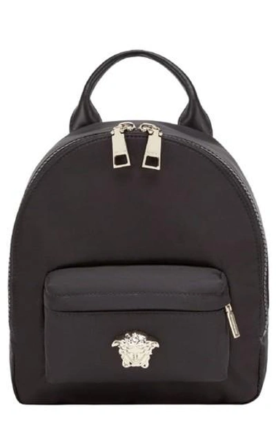 Versace Mini Palazzo Nylon Backpack - Black In Nero Oro Chiaro