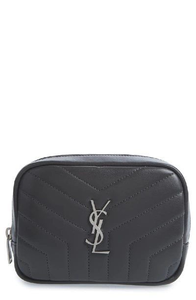 Saint Laurent Loulou Monogram Ysl Square Quilted Leather Cosmetics Case In Storm