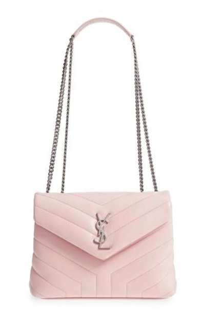 Saint Laurent Small Loulou Matelasse Leather Shoulder Bag - Pink In Baby Pink/ Baby Pink