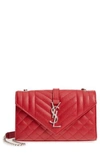 Saint Laurent Small Cassandre Leather Crossbody Bag - Red In Rouge Eros / Rouge Eros