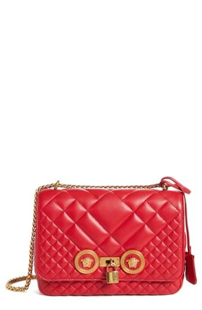 Versace Medium Icon Quilted Leather Shoulder Bag - Red In Rosso