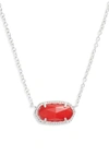 Kendra Scott Elisa Birthstone Pendant Necklace In July/ruby Red/silver
