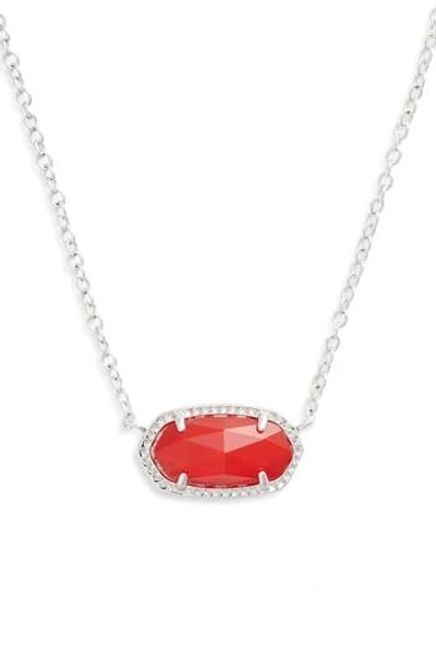 Kendra Scott Elisa Birthstone Pendant Necklace In July/ruby Red/silver