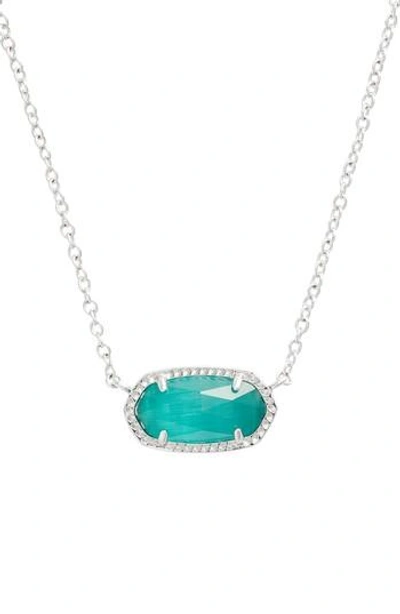 Kendra Scott Elisa Birthstone Pendant Necklace In May/emerald Cats Eye/silver