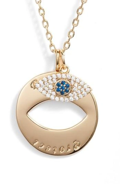 Lulu Dk Evil Eye Pendant Necklace, 16 In Gold/ Clear