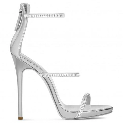 Giuseppe Zanotti - Patent Leather 'harmony' Sandal With Crystals Harmony Sparkle In Silver
