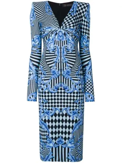 Versace Mixed Print Jersey Dress In Multicolour