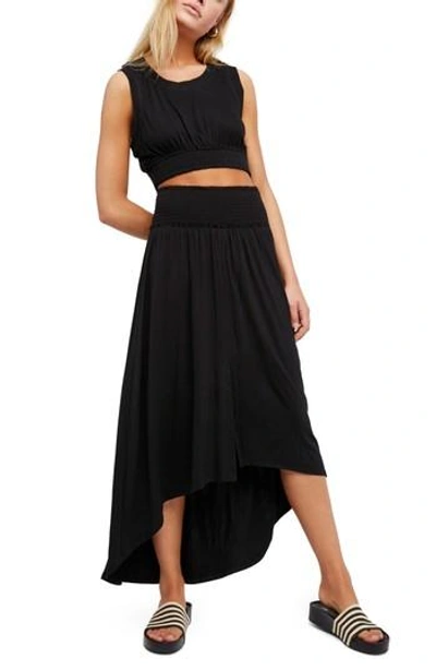 Free People Morningside Crop Top High/low Skirt In Black