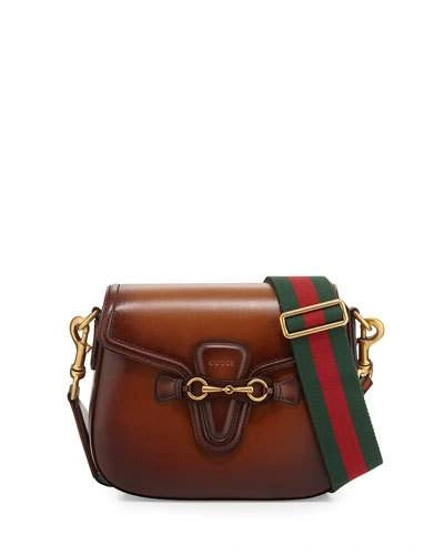 Gucci Lady Web Hand-stained Leather Shoulder Bag In Brown | ModeSens