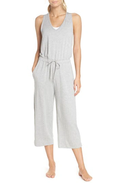 Beyond Yoga Farrah Scoop-neck Sleeveless Wide-leg Cropped Jumpsuit In Light Heather Grey