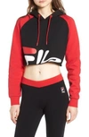Fila Amber Crop Hoodie In Blk/ Cred/ Wht