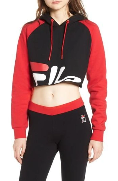 Fila Amber Crop Hoodie In Blk Cred Wht ModeSens