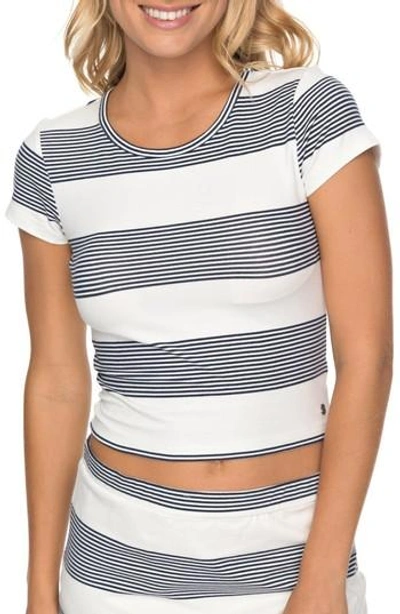 Roxy Parker Stripe Crop Top In Marshmallow Dress Blue Docker