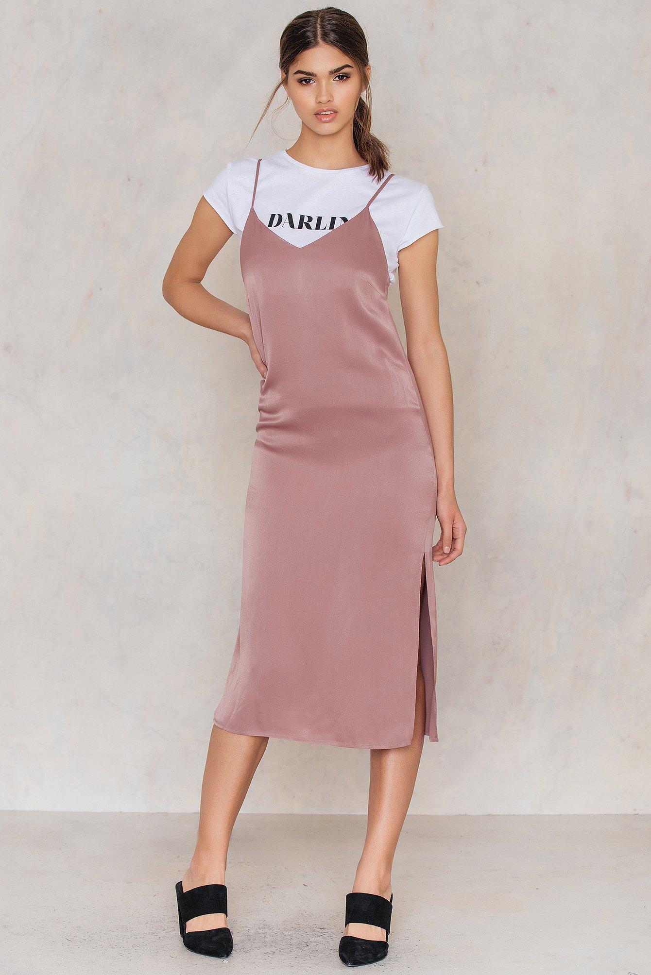 pink midi slip dress