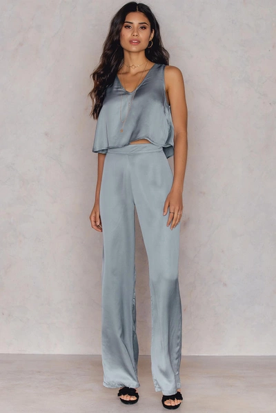 Na-kd Flared Shiny Pants - Blue In Blue
