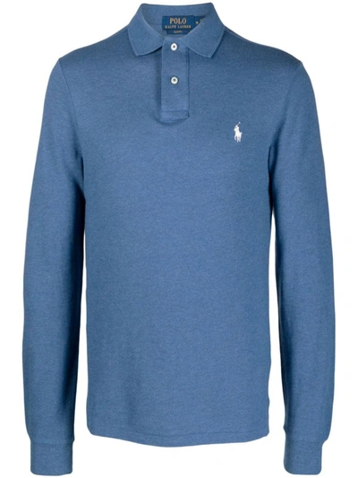 Polo Ralph Lauren Long Sleeve Knit Polo Clothing In Blue