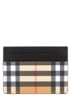 Burberry Sandon Vintage Check E-canvas Card Holder In Beige,black,red