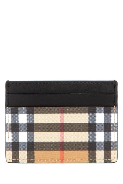 Burberry Sandon Vintage Check E-canvas Card Holder In Beige,black,red