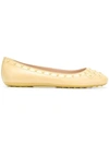 Tod's Gommino Stud Ballerina Shoes In Yellow