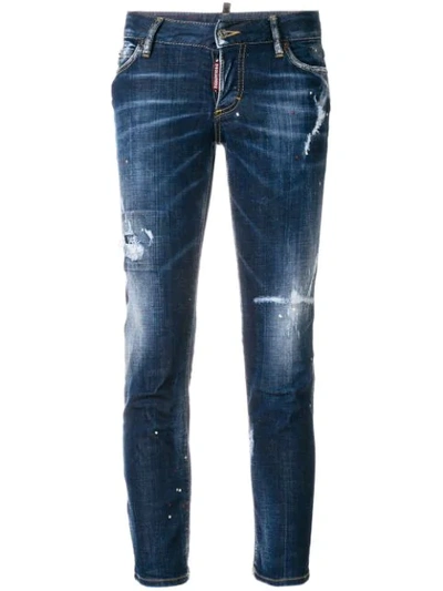 Dsquared2 Distressed Skinny Jeans In Blue