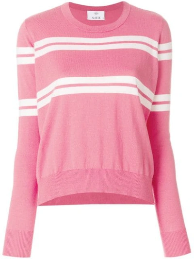 Allude Stripe Detail Sweater In Pink
