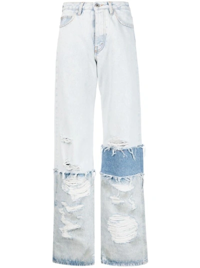 Heron Preston Blue Layered Jeans In White