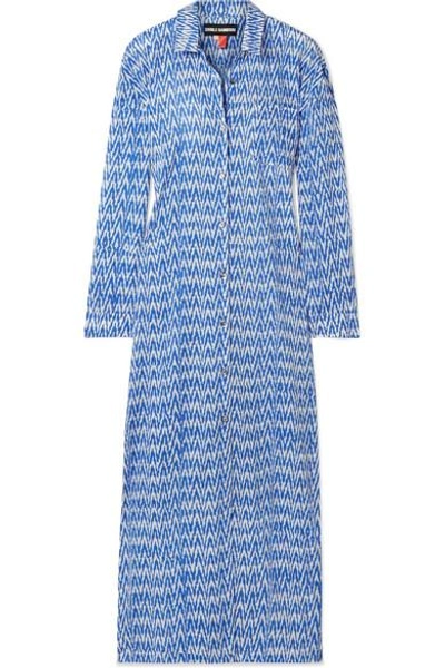 Double Rainbouu Printed Cotton-voile Maxi Dress In Blue