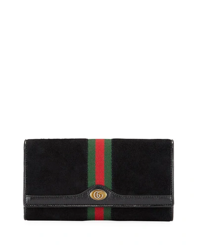 Gucci Ophidia Suede Wallet On A Chain, Black