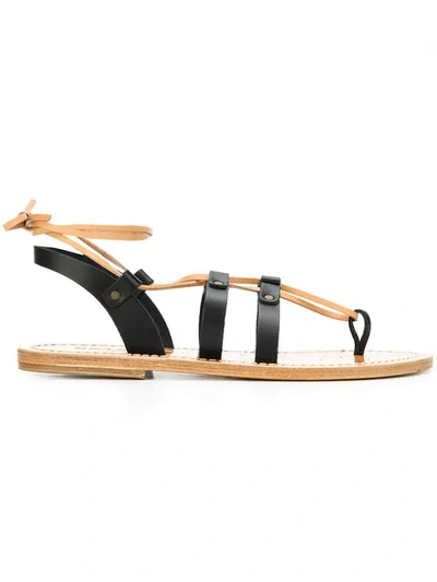 Solange Multi-strap Ankle Tie Sandals In Black