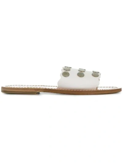Solange Studded Strap Sandals In White