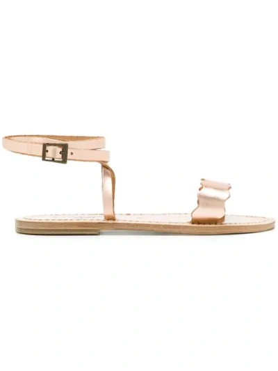 Solange Ankle Strap Sandals In Metallic