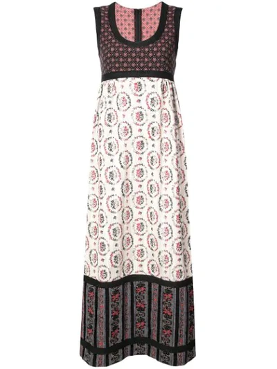 Anna Sui Woman Velvet-trimmed Cotton-blend Jacquard Maxi Dress Ivory In Black