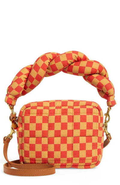 Clare V Lucie Quilted Checker Crossbody Bag In Poppy/khaki Quilted Checker