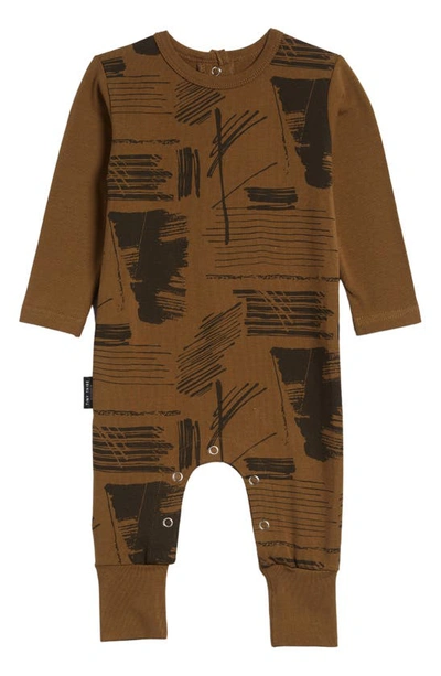 Tiny Tribe Babies' Abstract Print Romper In Deep Olive