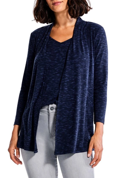 Nic + Zoe Drapey Rib Cardigan In Blue