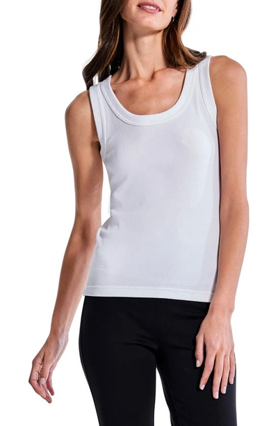 Nic + Zoe Perfect Knit Rib Scoop Neck Tank In Paper White