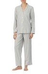 Lauren Ralph Lauren Long Sleeve Cotton Blend Pajamas In Grey Heather