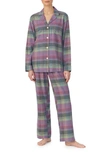 Lauren Ralph Lauren Long Sleeve Cotton Blend Pajamas In Purp Pld