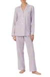 Lauren Ralph Lauren Long Sleeve Cotton Blend Pajamas In Purple Check