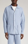 Issey Miyake Rustic Knit Cardigan In 70-aqua Blue