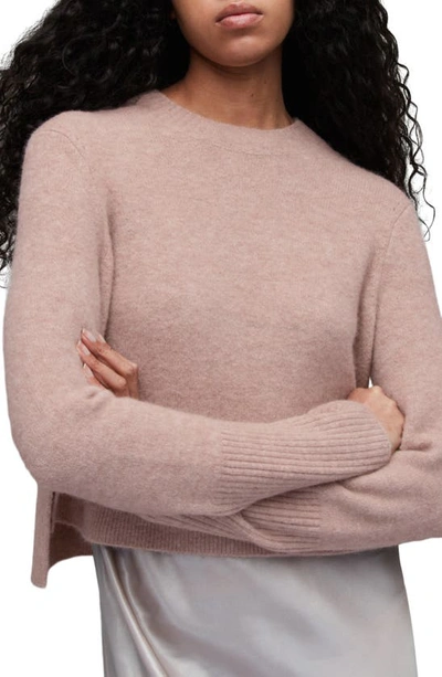 Allsaints Wick Wool Blend Crop Sweater In Pashmina Pink