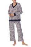 Kate Spade Print Pajamas In Grey/rose Leopard