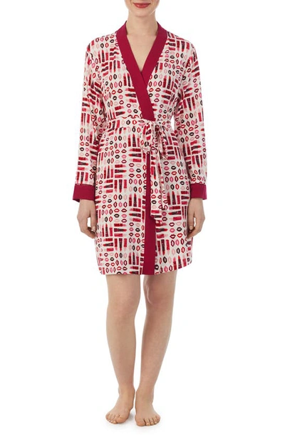 Kate Spade Print Short Robe In Lipstick Party