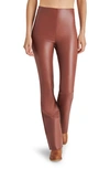 Steve Madden Citrine Pull-on Faux Leather Flare Pants In Cognac