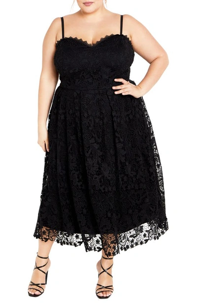 City Chic Scarlet Lace Fit & Flare Dress In Black | ModeSens