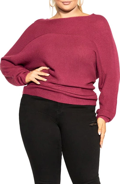 City Chic Romance Sweater In Sangria
